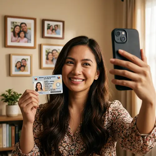 Philippina Woman Selfie with ID Card