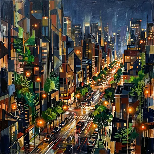 Abstract Urban Landscape Art Interpretation