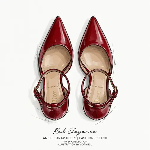 Elegant Red Pointed-Toe High Heels Illustration