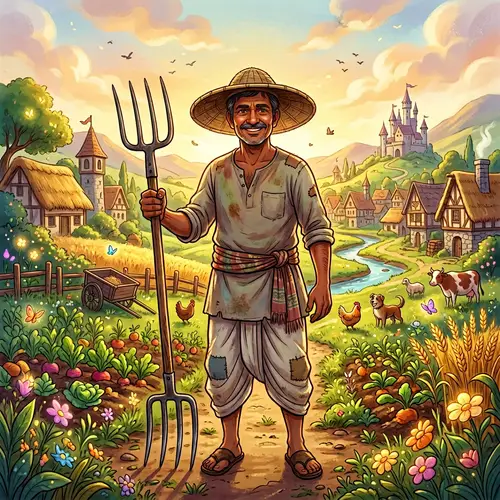 Vibrant Middle Age Fairy Tale Farmer Animation