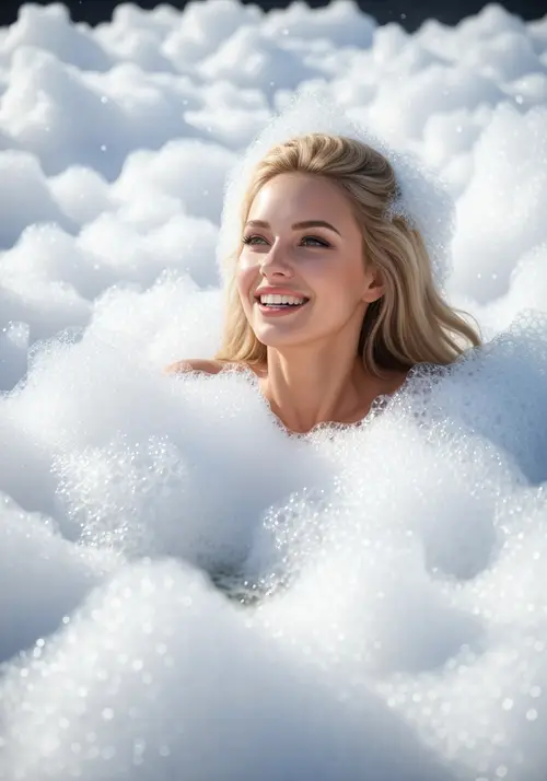 Stunning Foam Party Photoshoot with Blonde Beauty
