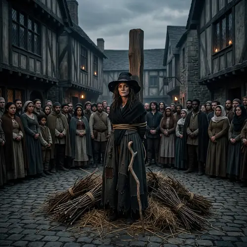 Dramatic Witch Scene on Gloomy Evening