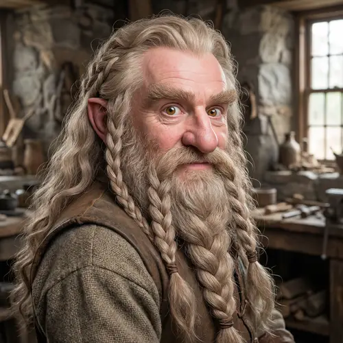 Ethereal Dwarf Character with Unique Braided Hairstyle