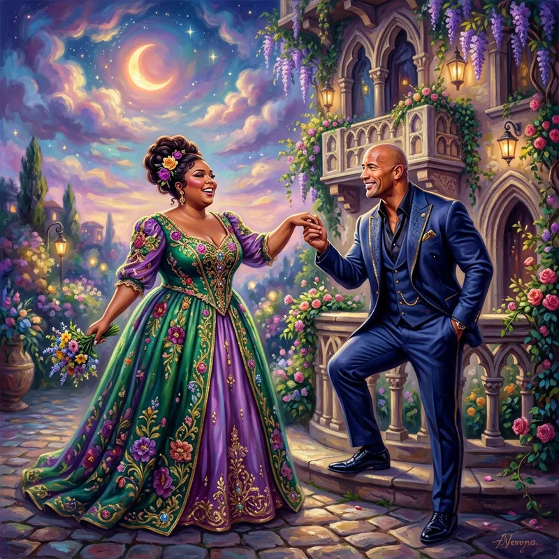 Lizzo & The Rock: Modern Romeo and Juliet Art Scene
