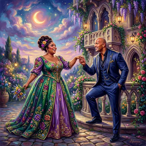 Lizzo & The Rock: Modern Romeo and Juliet Art Scene