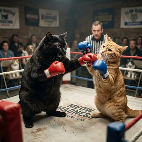 Boxing Cats: Epic Showdown in the Ring