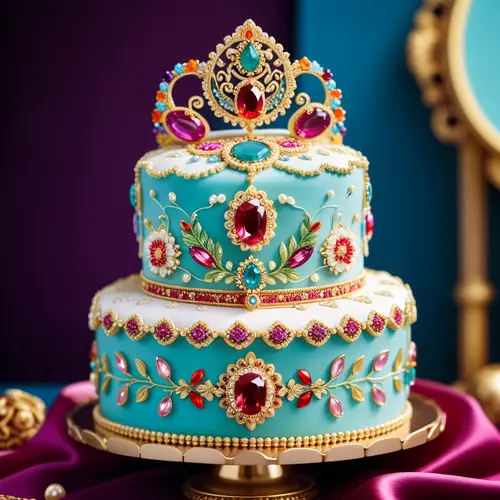 Luxury Embroidered Cake with Gemstones