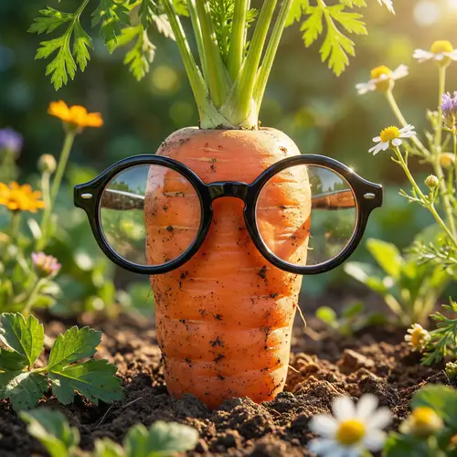 Carrot with Glasses: Bright and Cheerful Image