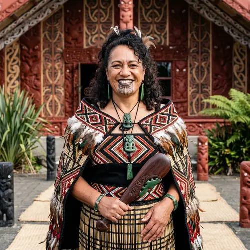 Proud Maori Woman in Traditional Attire