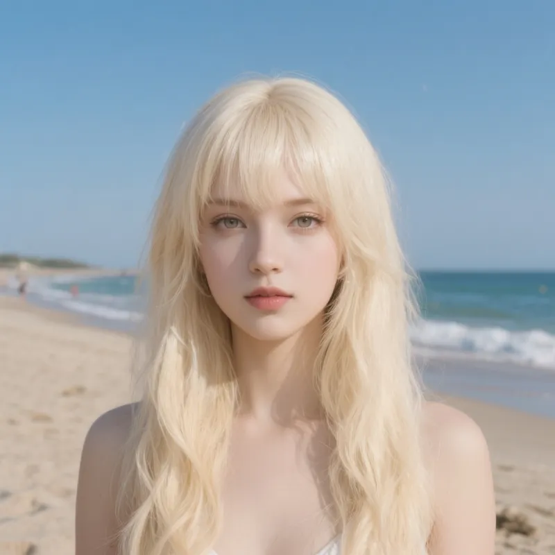 Hyper-Realistic Blonde at the Beach