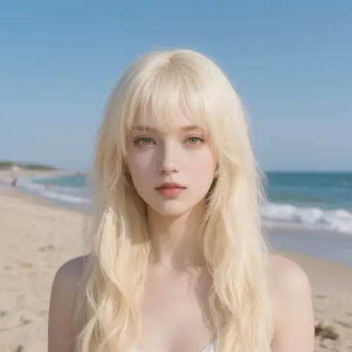 Hyper-Realistic Blonde at the Beach