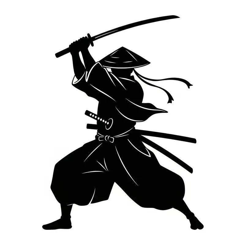 Edo Period Swordsman Silhouette - Dynamic Animation Style