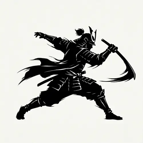 Edo Period Swordsman Silhouette - Dynamic Animation Style