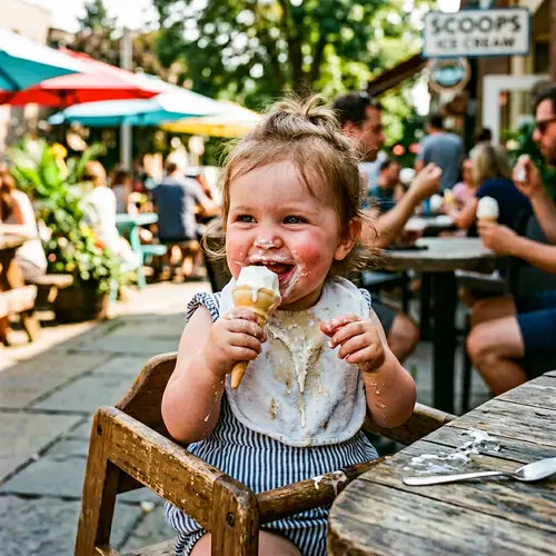 Adorable Baby Enjoys Ice Cream Treat