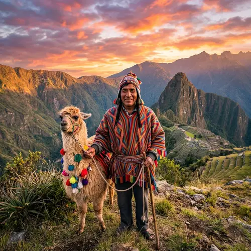 Colorful Peruvian Man | Traditional Attire & Andes Backdrop