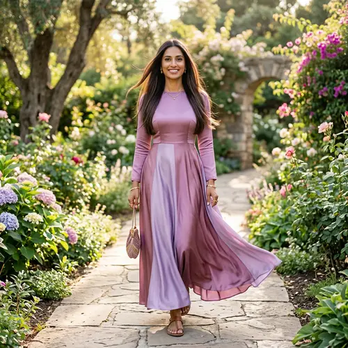Elegant South Asian Female in Mauve Dress | Exquisite Beauty