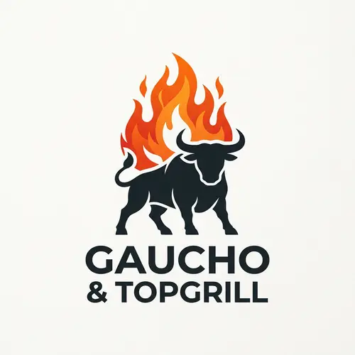 Modern Logo Design with Fire and Bull Symbols - Gaucho & TopGrill