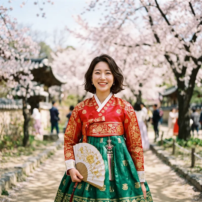 Exquisite South Korean Woman in Traditional Attire