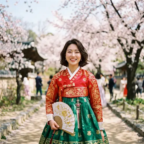 Beautiful South Korean Woman in Traditional Hanbok