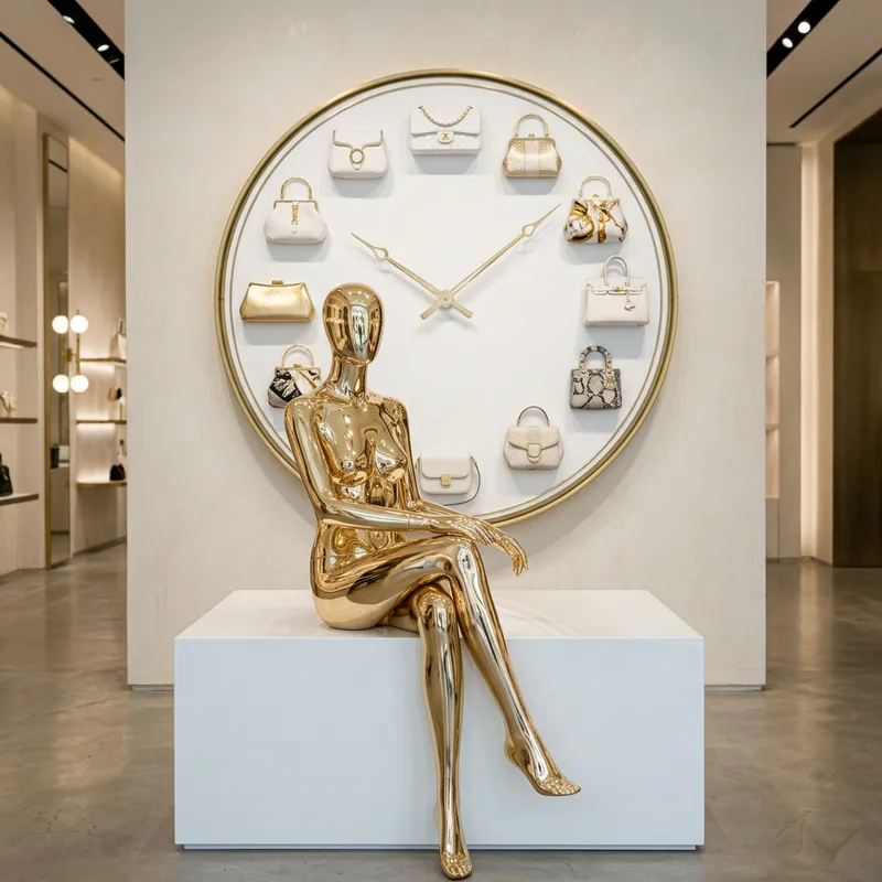 Golden Mannequin with Gucci Purse Clock