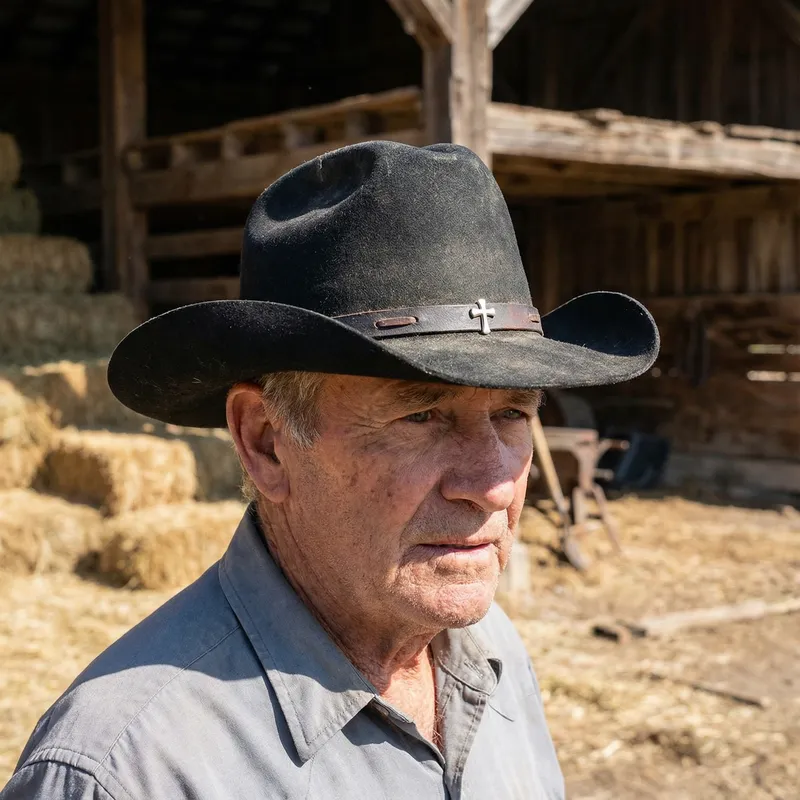 Black Cowboy Hat with Cross Design