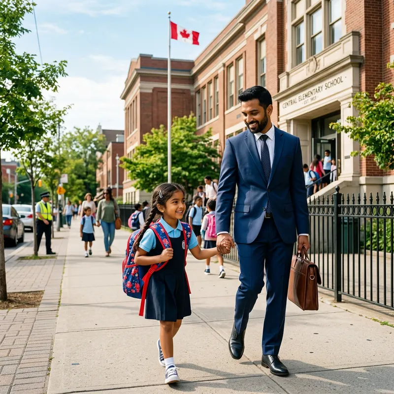 Father and Child School Commute