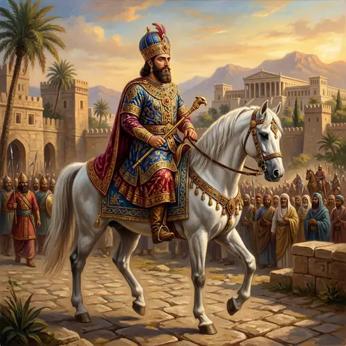 Ancient Persian Leader on Majestic White Horse | History of Wisdom and Power