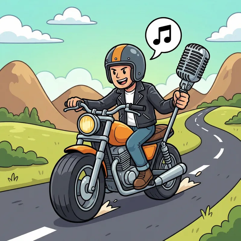 Cartoon Motorcycle Adventure with Microphone