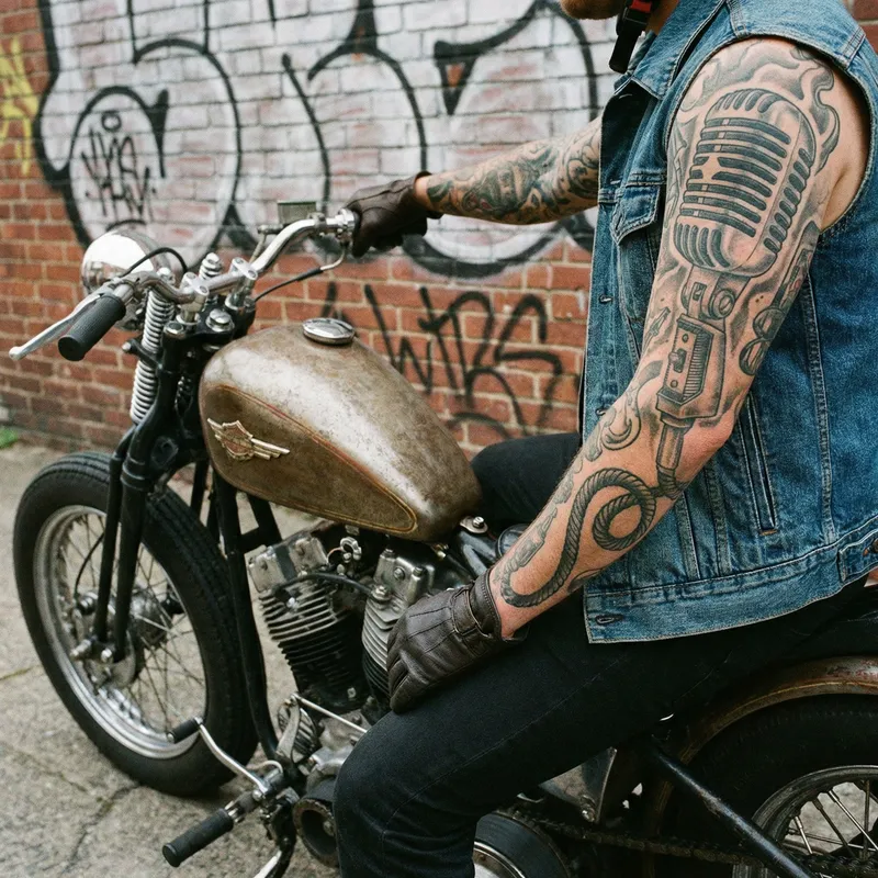 Tattoo Style Motorcycle with Microphone