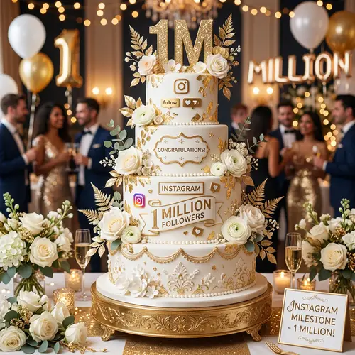 Luxurious 1M Instagram Followers Celebration Cake