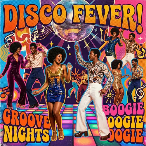 Vibrant 70s Disco Collage Art for Your Space
