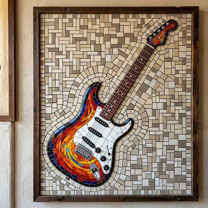Electric Guitar Mosaic Art Piece