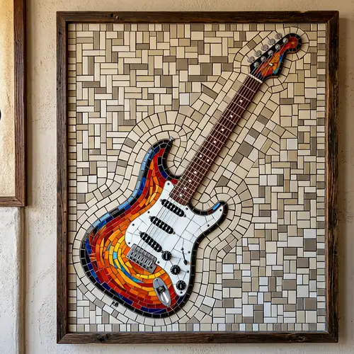 Electric Guitar Mosaic Art Piece