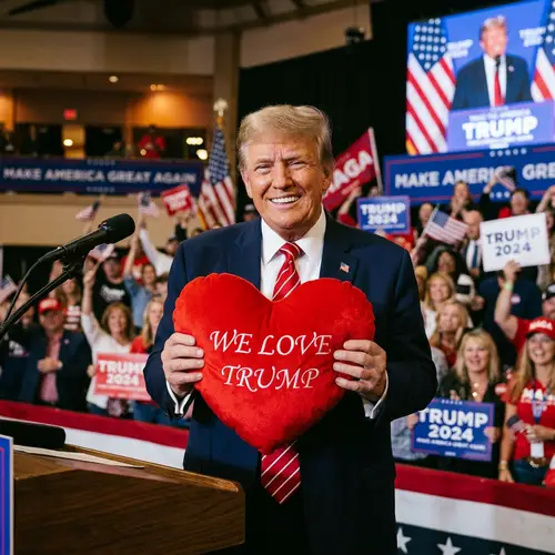 Donald Trump with a Big Red Heart