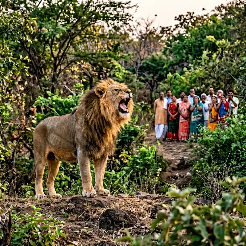 Asiatic Lion Roaring in Gir Forest | Local Wildlife Spectacle