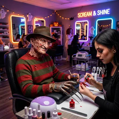 Darkly Humorous Manicure in a Modern Salon