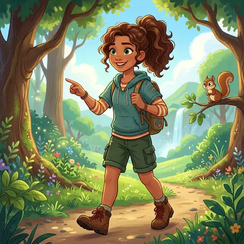 Charming Animated Girl with Green Eyes and Fit Physique