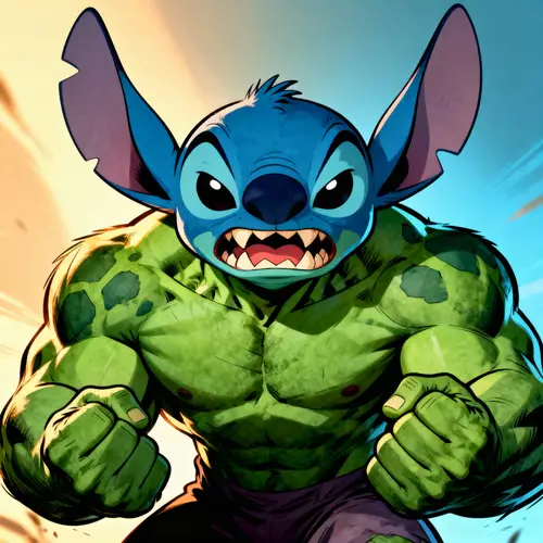 Stich and Hulk Fusion - A Powerful Encounter