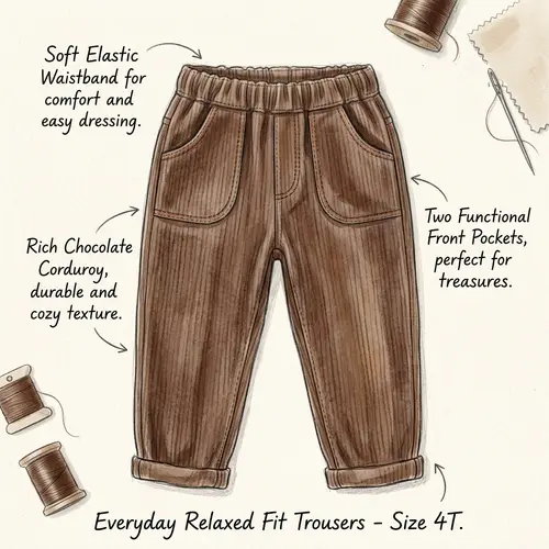 Children's Chocolate Corduroy Trousers - Casual Style