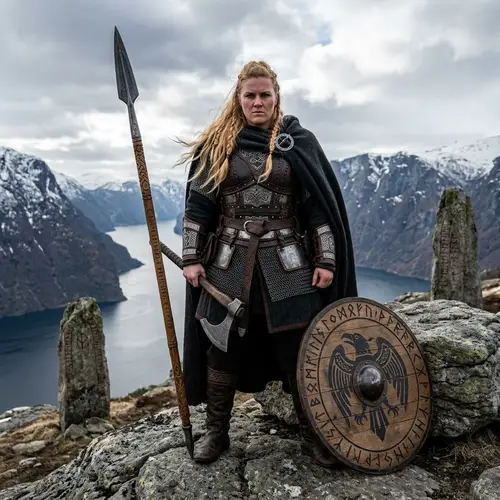 Nordic Valkyrie with Runes | Ethereal Warrior Portrait
