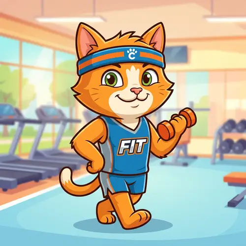 Fit Cat Mascot with Headband