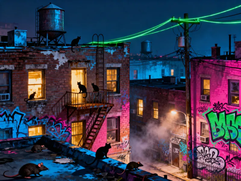 Nighttime Graffiti of a Working-Class Neighborhood