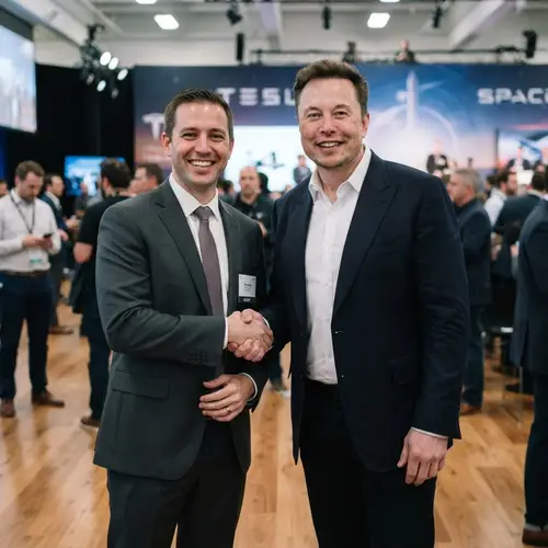 Photo with Elon Musk: Handshake Moment