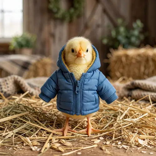 Adorable Chick in Jacket - Cute Baby Bird Outfit