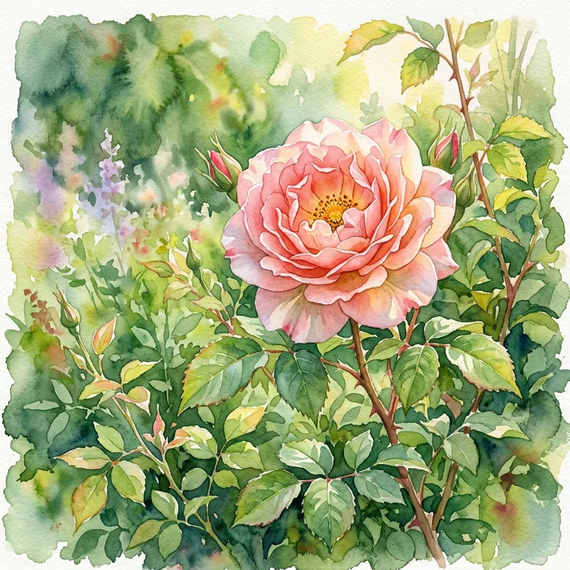 Vibrant Watercolor Flowers - Full Bloom & Lush Foliage Vibrant Watercolor Flowers - Full Bloom & Lush Foliage