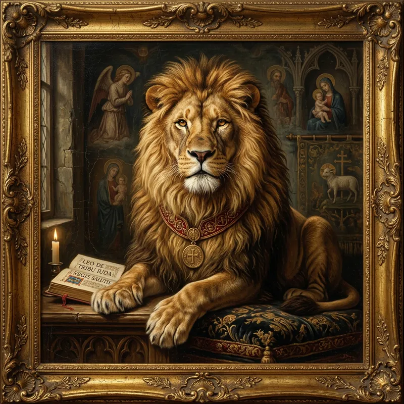 Majestic Lion Portrait with Golden Mane Majestic Lion Portrait with Golden Mane