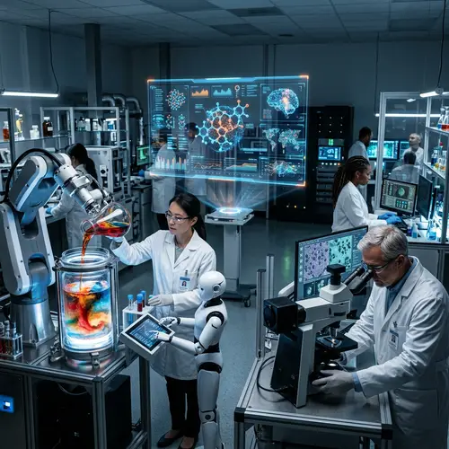 Futuristic Laboratory Scene with Scientific Experiments