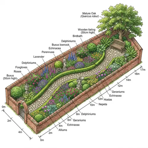 Beautiful 17m x 4m Garden Design Layout