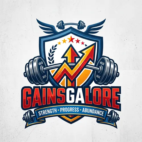 GAINSGALORE Logo Design | Strength & Progress Symbol