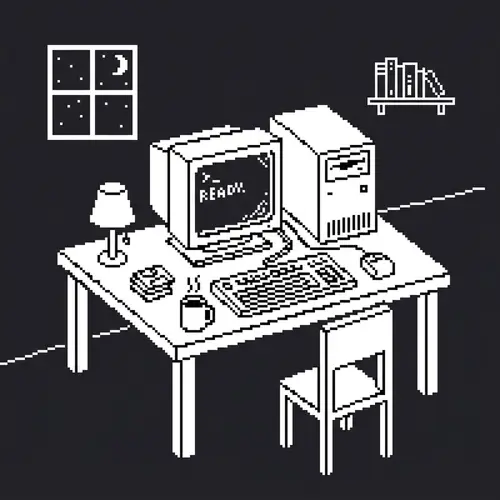 Minimalist Pixel Art: Retro Computer Table